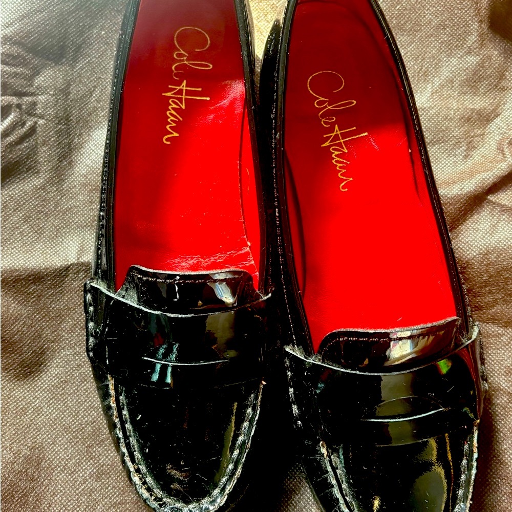 Cole Haan Women's Patent Leather Black Loafers